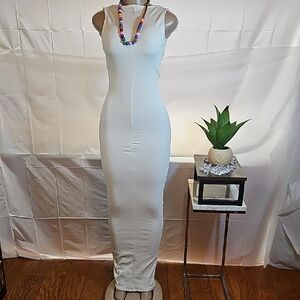 Fashion Nova Ivory Sleeveless Maxi Dress
